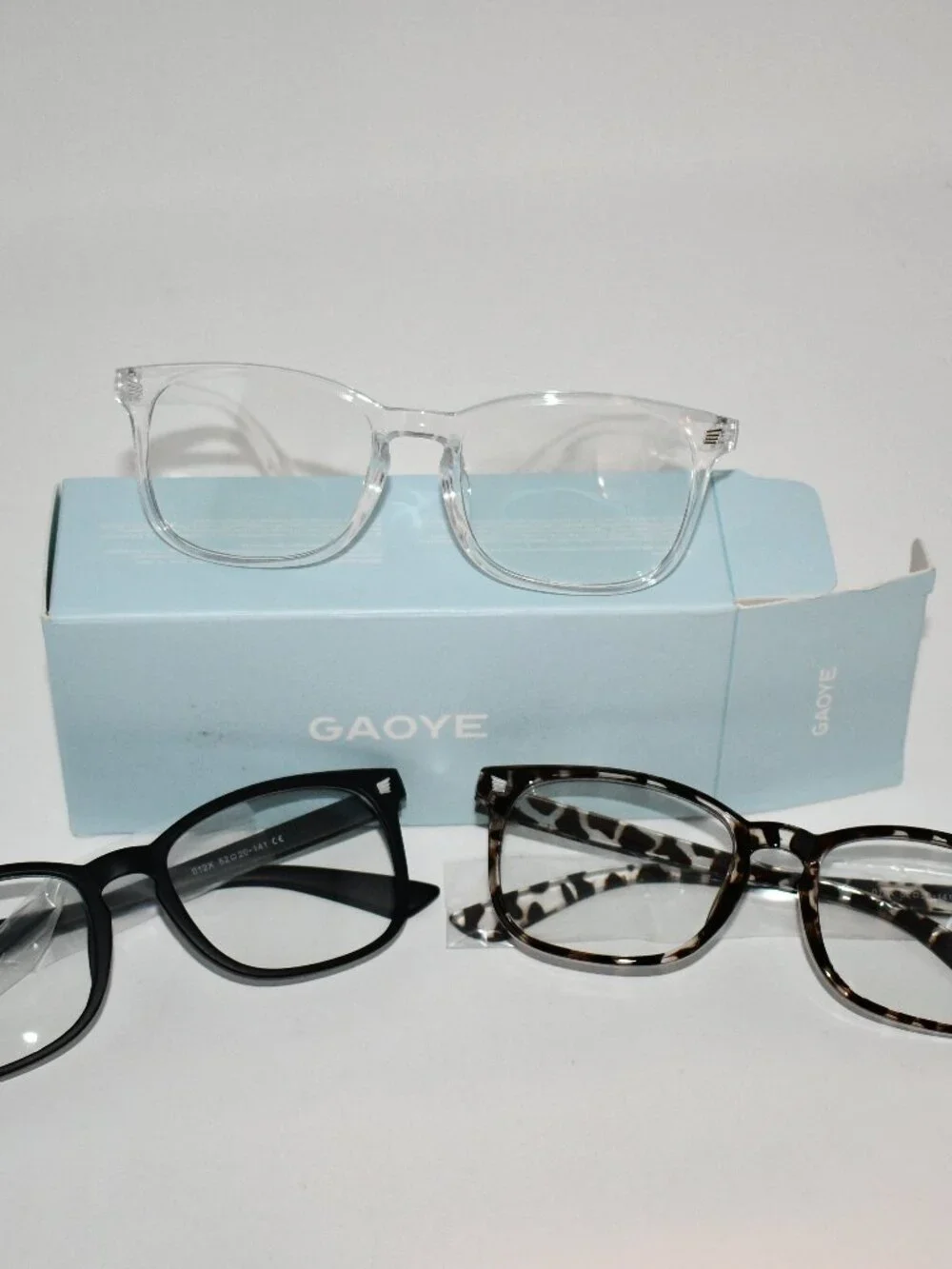 Gaoye Blue Light Glasses, 3 Pack, Matte Black, Leopard, Clear, NWT